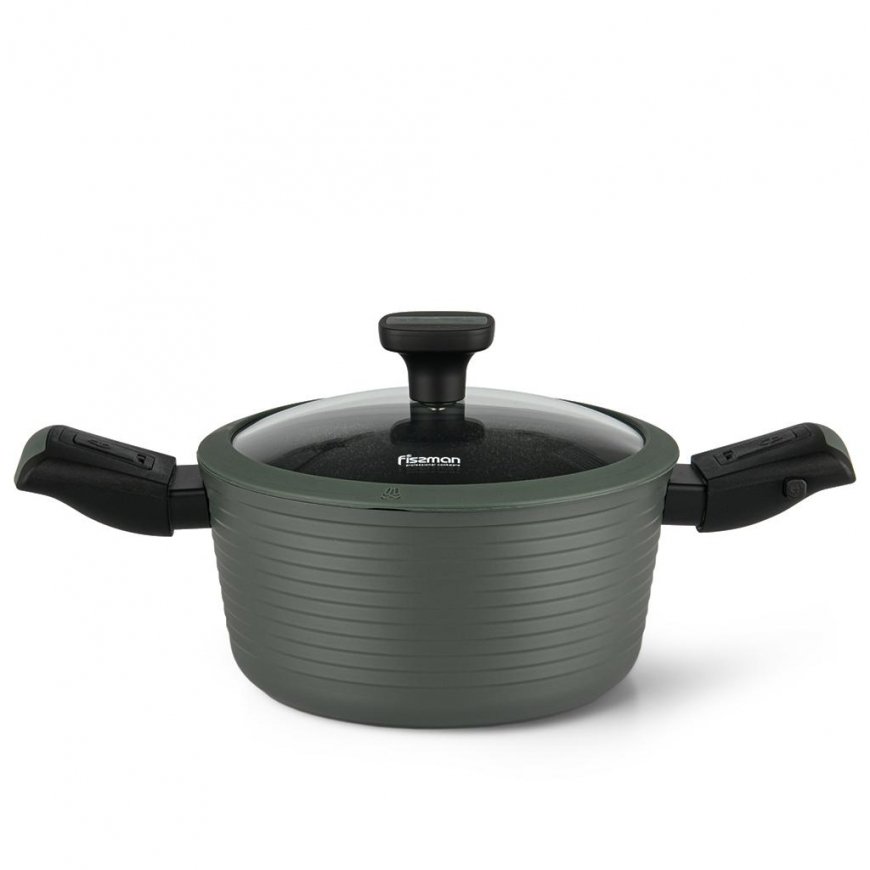 Fissman Pot BRILLIANT 20x10cm /2.6 L with removable handle and glass lid [aluminum with non-stick coating]