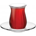 Set of glasses and saucers Linka, 12 pieces PASABAHCE