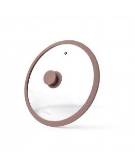 Fissman 26 cm ARCADES lid with marble rim, BROWN (glass)