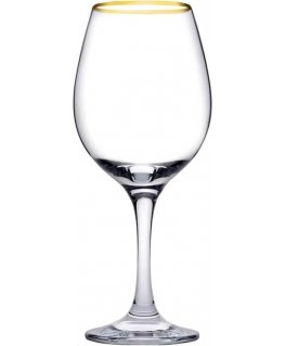 Set of 6 Amber wine glasses with a gold rim, 365 ml PASABAHCE