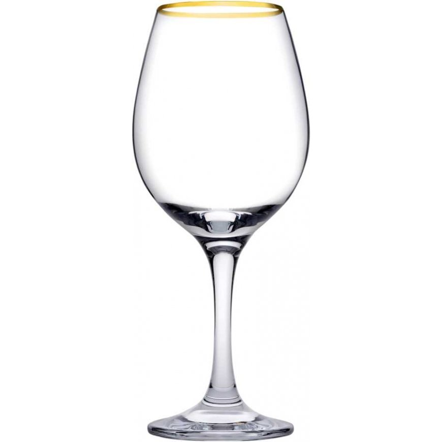 Komplet 6 kieliszków do wina Amber ze złotym rantem 365 ml PASABAHCE