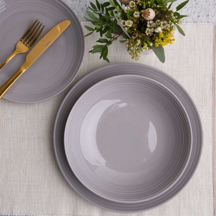 Serwis obiadowy dla 6 osob 18-elementowy Linea gray AMBITION