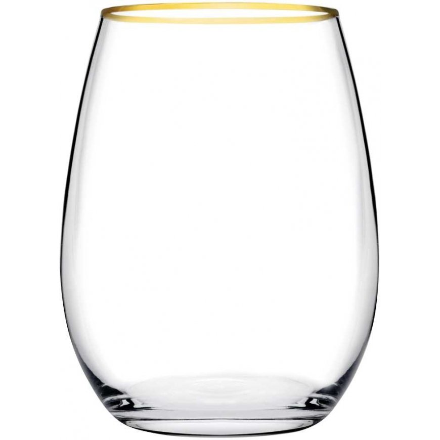 Set of 6 Amber glasses with a gold rim, 350 ml PASABAHCE