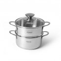 Fissman Pot BAMBINO 14x7cm / 1.1l with insert-double bottom (stainless steel) Fissman Pot BAMBINO 14x7cm / 1.1l with insert-double bottom (stainless steel)