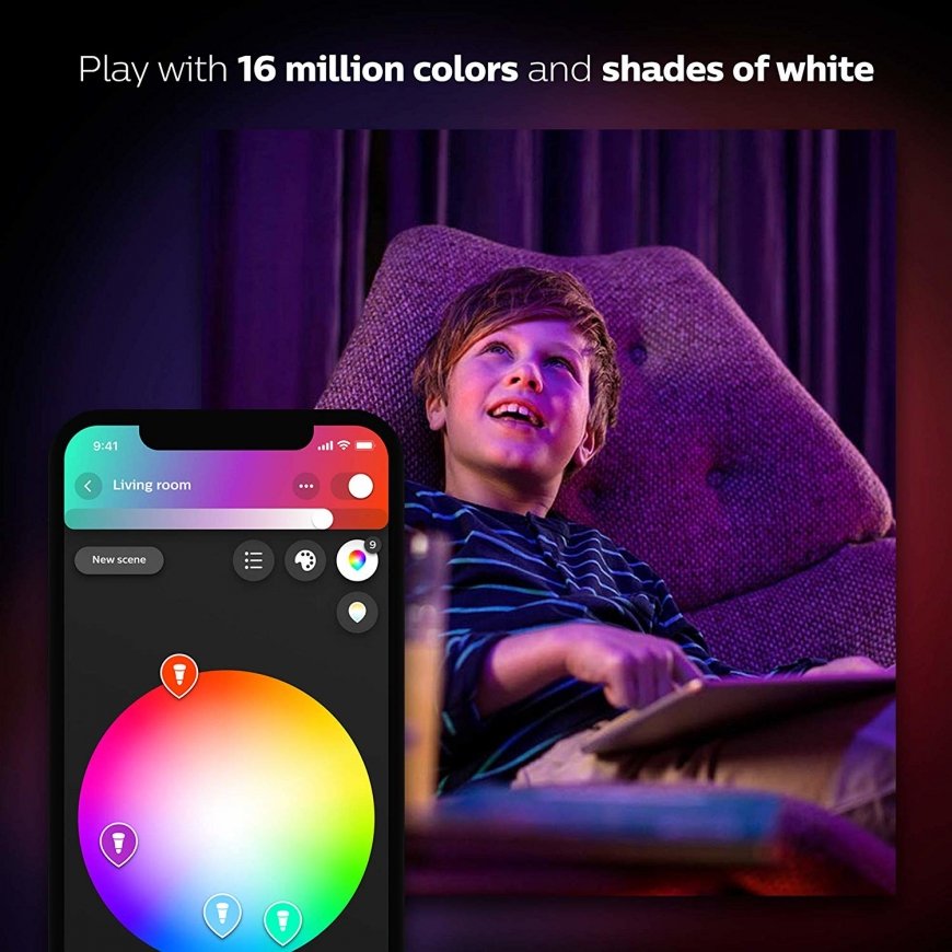 Philips Hue White and colour ambience Starter kit: 2 E27 smart bulbs (1100) + dimmer switch – 4