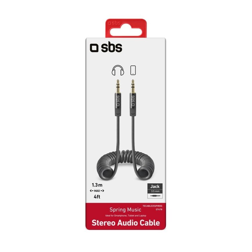 SBS TECABLE35SPIRDG audiokaapeli 1,3 m 3.5mm Harmaa – 2