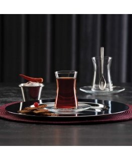 Heybeli 8-piece PASABAHCE set of glasses and saucers