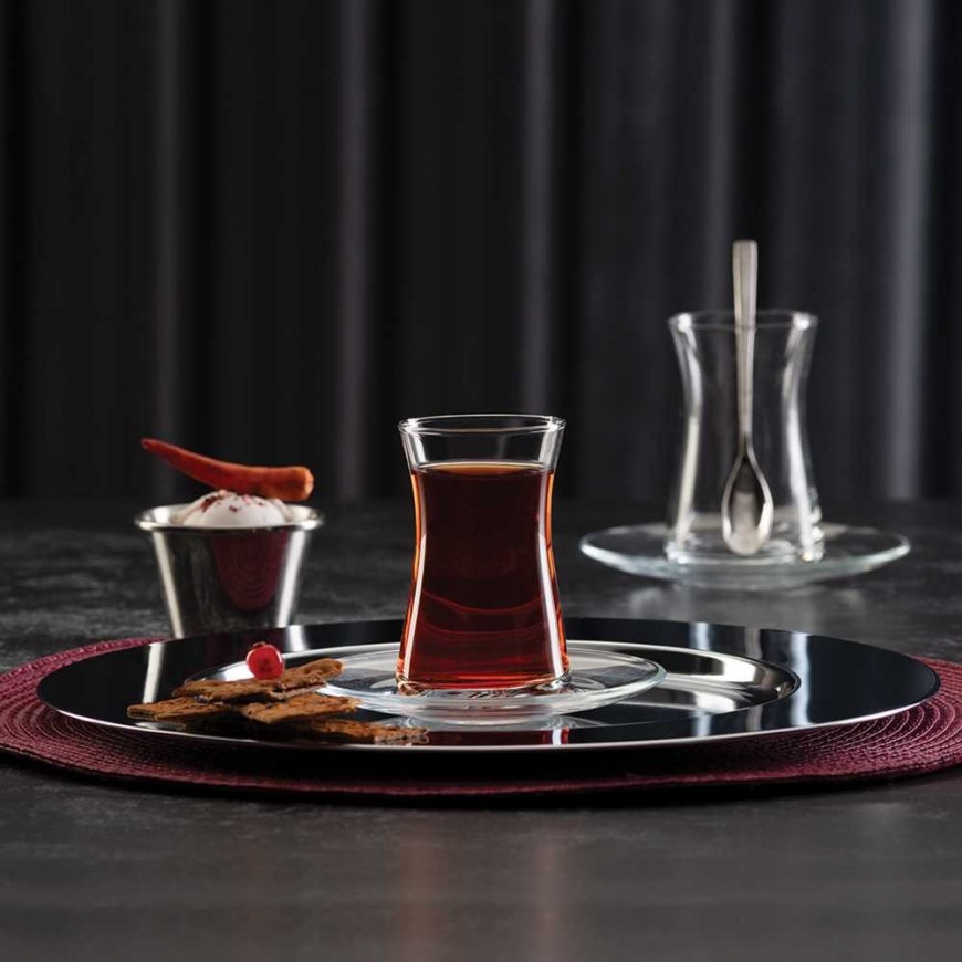 Heybeli 8-piece PASABAHCE set of glasses and saucers