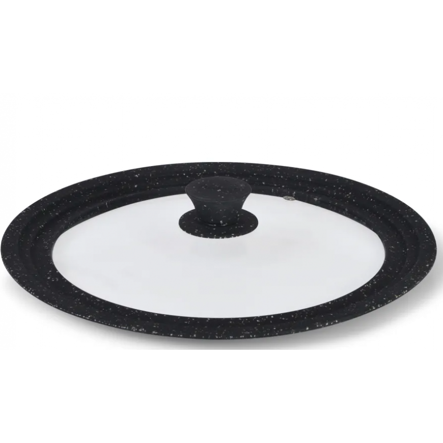 Fissman Cover TRIPLEX 26/28/30 cm with silicone edge, dark gray (glass) – 3
