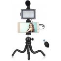 Puluz Blogger Kit (LED lamp, flexible tripod stand, phone holder and microphone).