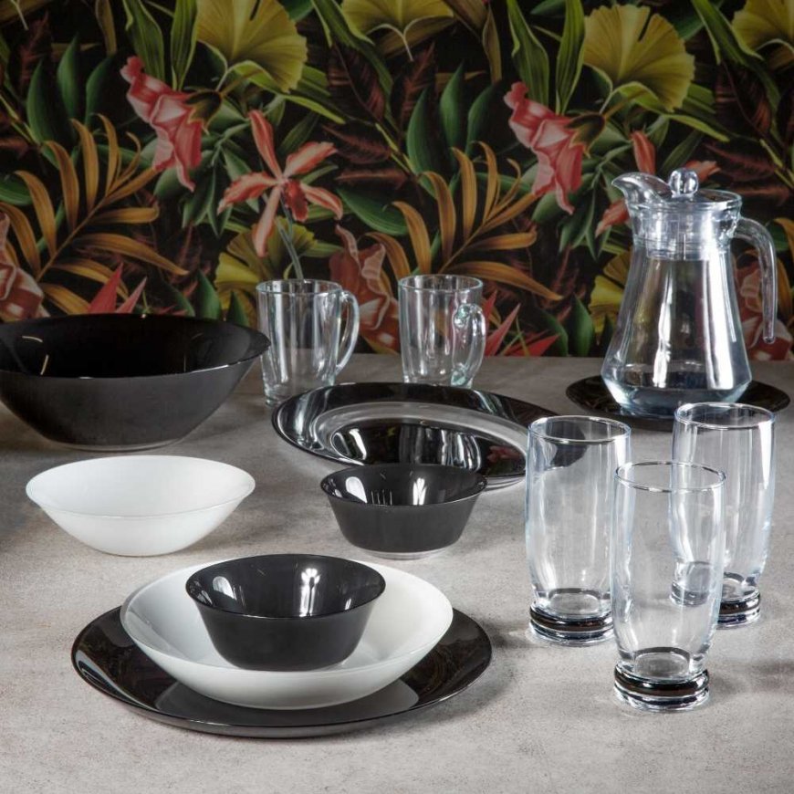 Serwis obiadowy dla 6 osob Simply Black & White 46-element LUMINARC