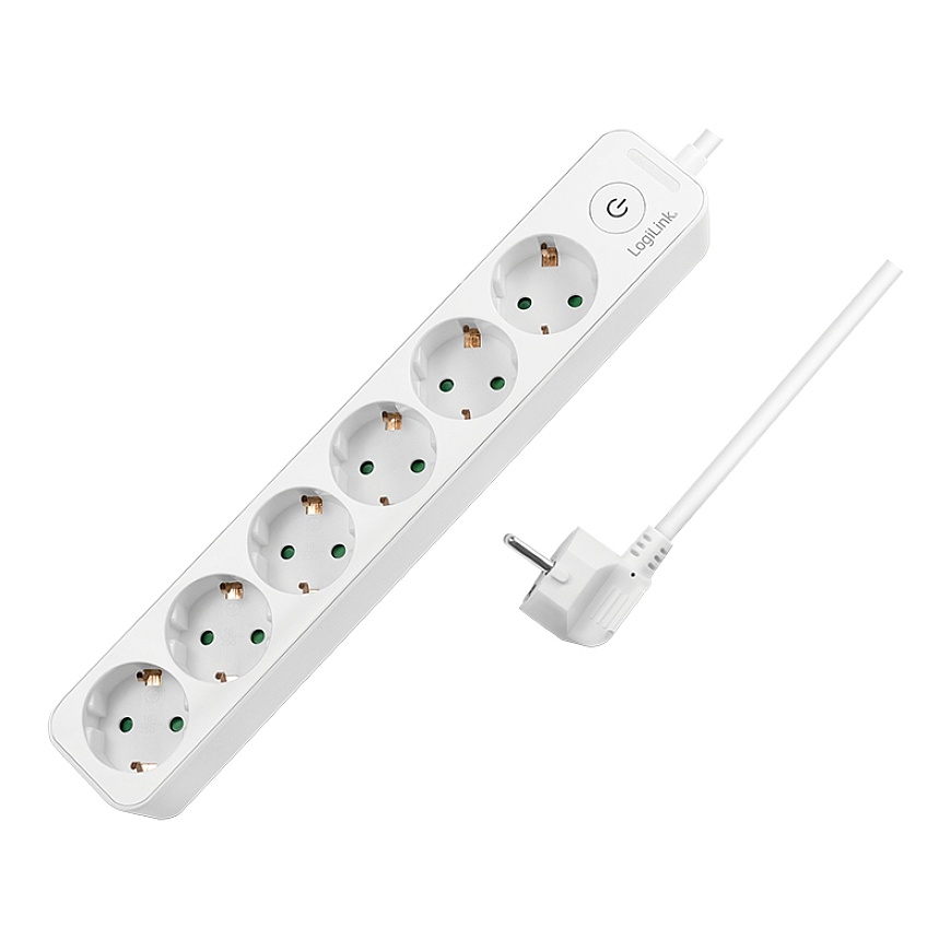 LogiLink LPS247 power extension 1.5 m 6 AC outlet(s) Indoor White
