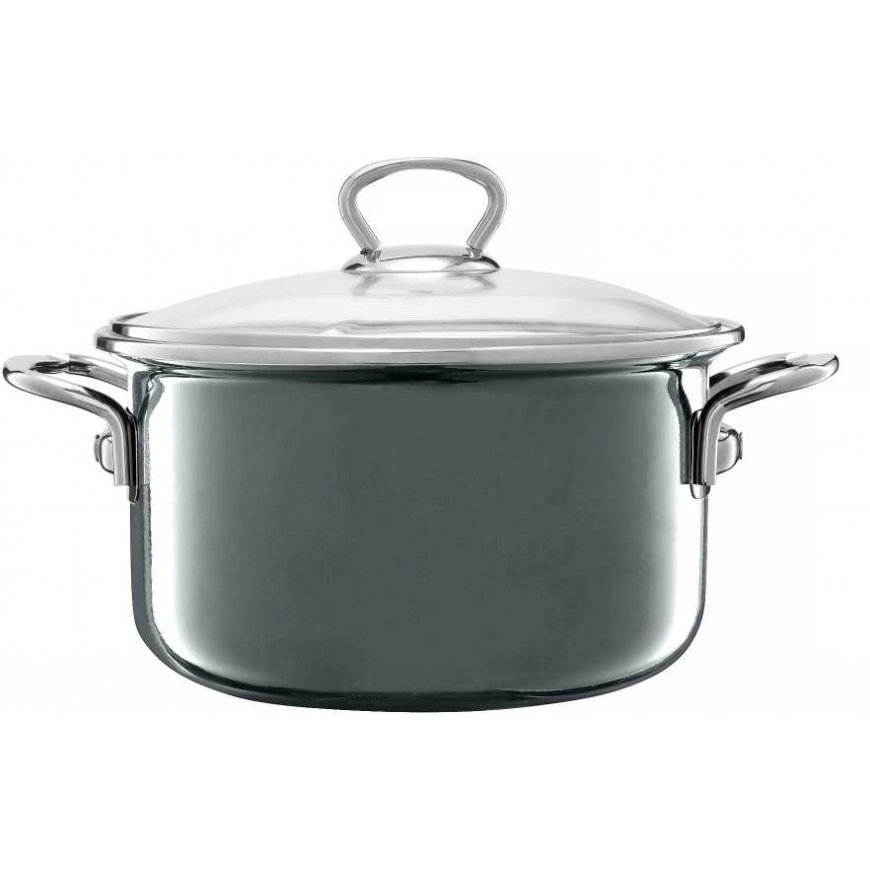Pot enameled okuwany Plus 22 cm gray ENAMEL OLKUSZ