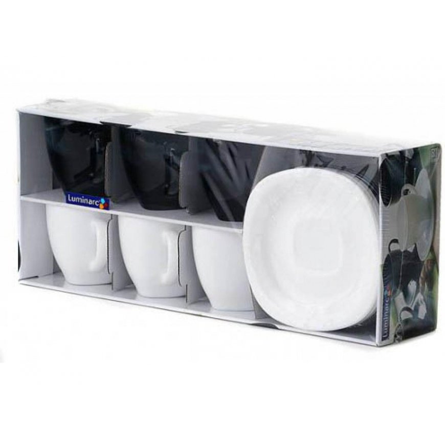 Luminarc Cups with saucers 220ml CARINE NOIR & BLANC – 3
