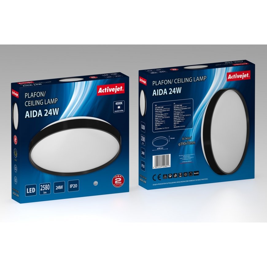 Activejet AJE-AIDA 24W griestu gaismas ķermenis Nenomaināmas spuldzes LED – 5