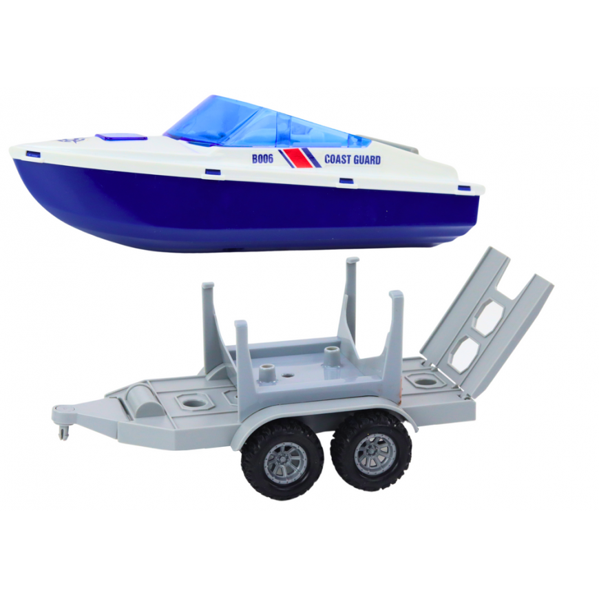 Lean Toys Police Quad with a trailer for transporting a boat and a motorboat – 4