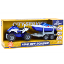 Lean Toys Police Quad with a trailer for transporting a boat and a motorboat Lean Toys Police Quad with a trailer for transporting a boat and a motorboat