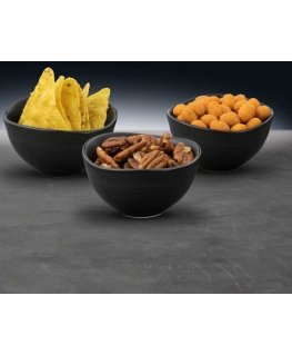 Komplet 3 salaterek Salsa Relief 8 x 4 cm juoda AMBITION