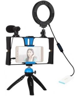 Puluz Blogger set with LED ring lamp, stand, phone holder and microphone
