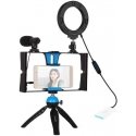 Puluz Blogger set with LED ring lamp, stand, phone holder and microphone Puluz Blogger set with LED ring lamp, stand, phone holder and microphone