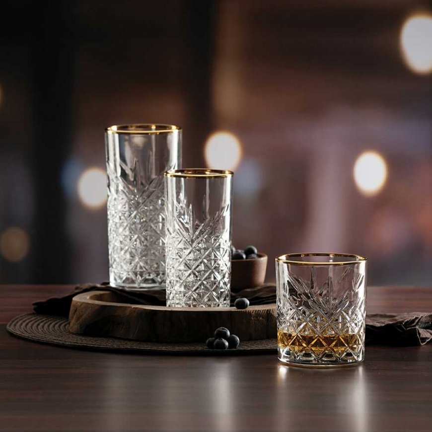 Komplet 4 wysokich szklanek Timeless Gold 450 ml PLEASE NOTE