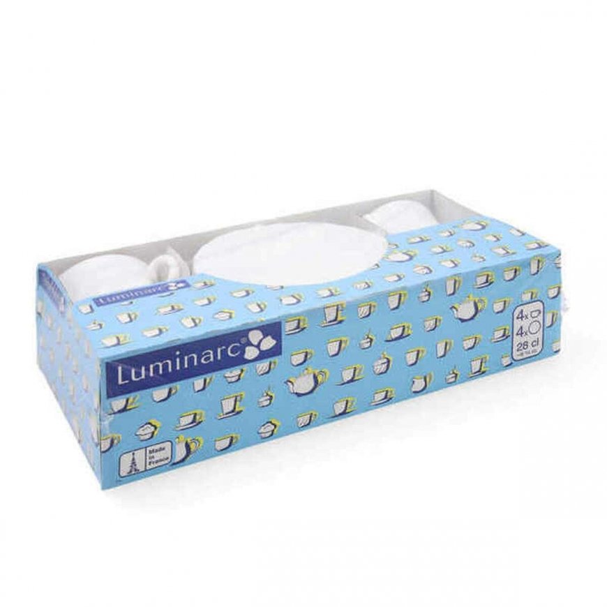 Set of cups and saucers Luminarc 00106 (4 pcs) White glass 280 ml (4 Pieces)