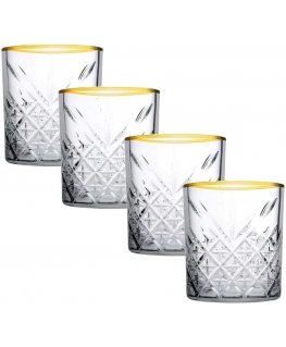 Komplet 4 szklanek niskich Timeless Gold 420 ml PASABAHCE