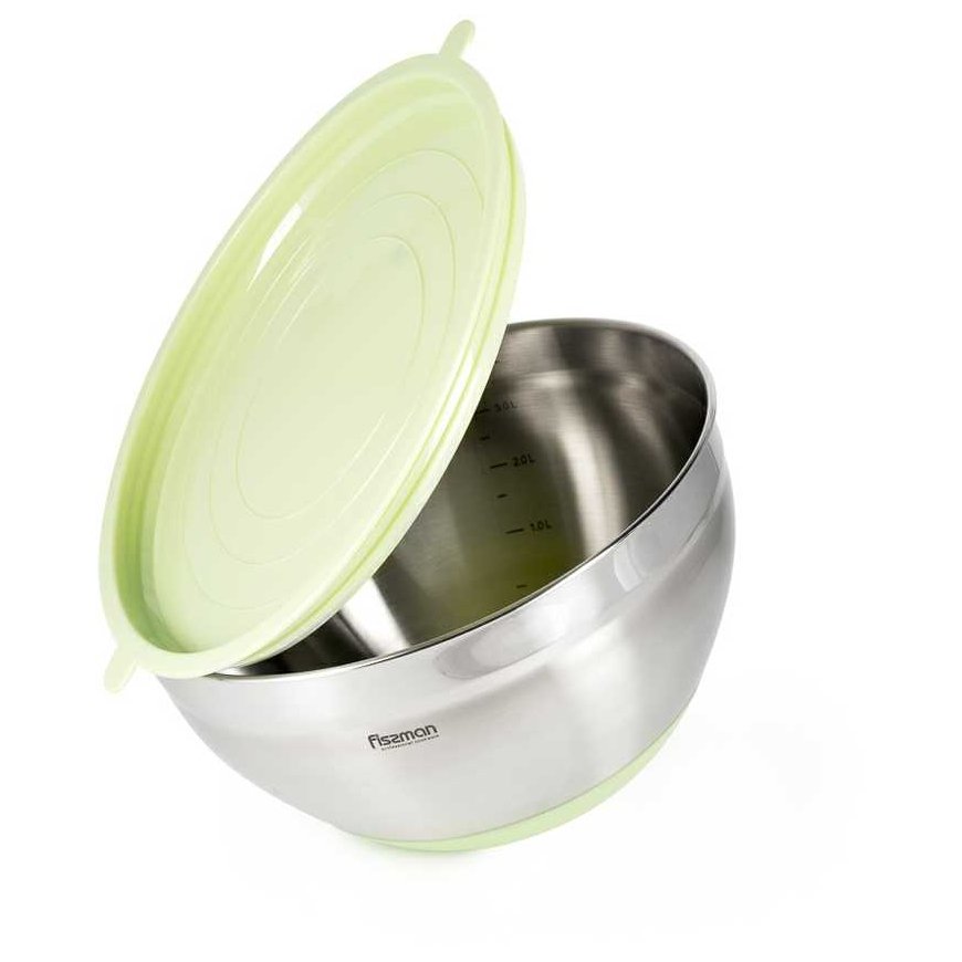 Fissman Bowl 24x13.5 cm / 4.5 l with silicone lid (stainless steel)