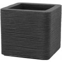 Donica ogrodowa kwadratowa 30 x 30 cm Kubus ryflowana antracytowa PATIO Donica ogrodowa kwadratowa 30 x 30 cm Kubus ryflowana antracytowa PATIO