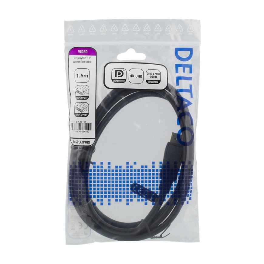 Deltaco DP-1015D DisplayPort кабель 1,5 m Черный – 2
