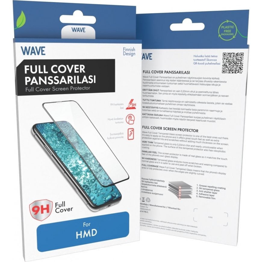 Wave Full Cover 3D -panssarilasi, HMD Pulse Pro, musta kehys – 2