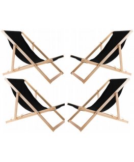 Woodok Set of 4 Juodas Wooden Deck Chairs: Ultimate Comfort for Beach, Balcony, and Terrace Lounging