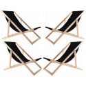 Woodok Set of 4 Black Wooden Deck Chairs: Ultimate Comfort for Beach, Balcony, and Terrace Lounging