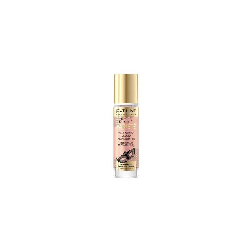 EVELINE Variete Płynny rozświetlacz do twarzy i ciała nr 01 Champagne Gold 30 ml – 2