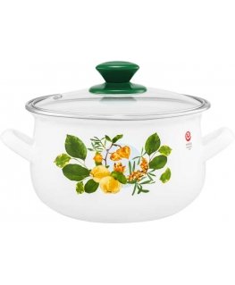 Enamel pot with lid Pigwa 16 cm 2 l ENAMEL OLKUSZ