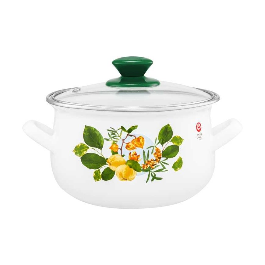Puodas emaliowany su dangteliu Pigwa 16 cm 2 l EMALIA OLKUSZ