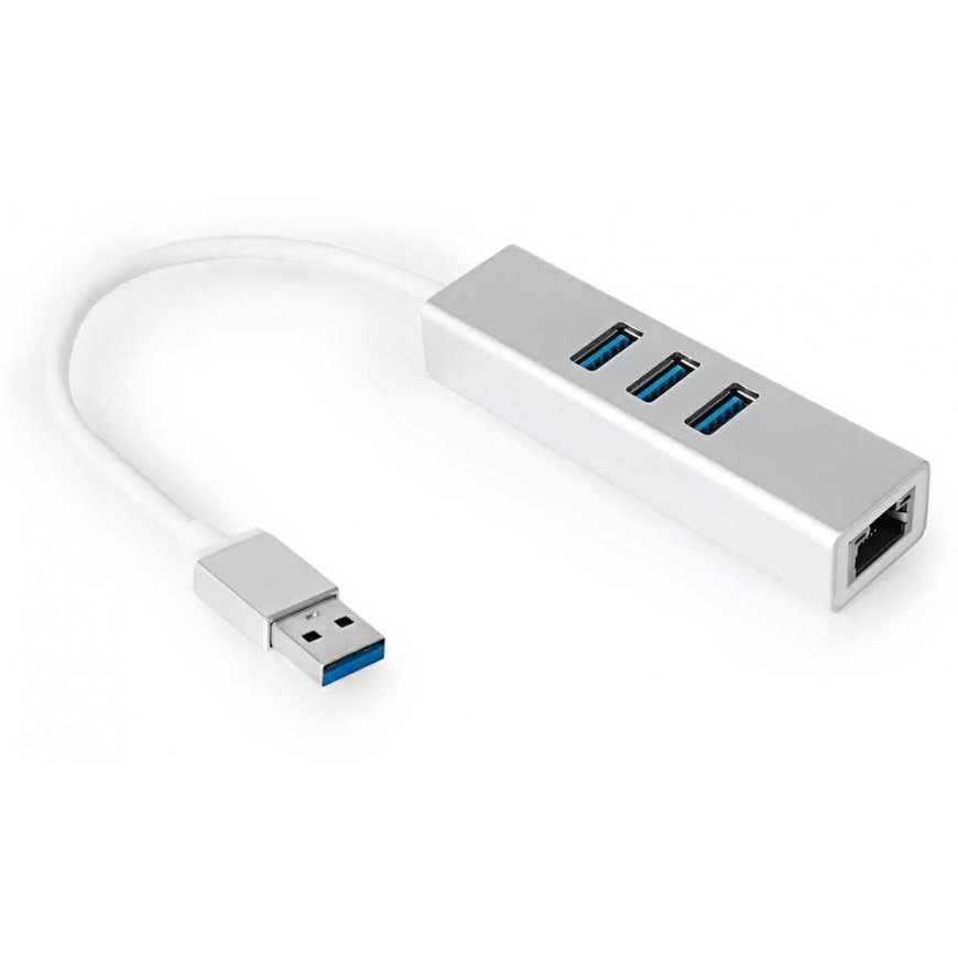 Spacetronik Multiport USB na 3 USB + RJ45 SPU-M07 sidabrinė – 2