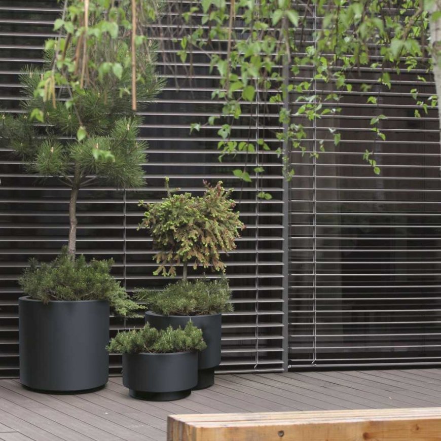Donica ogrodowa with insert Heos 39.5 x 39.5 x 37 cm anthracite PROSPERPLAST