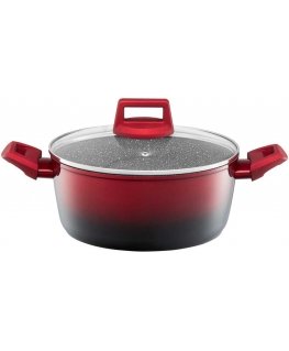 Aluminum pot with lid Ombre Red 28 cm 6.7 l AMBITION