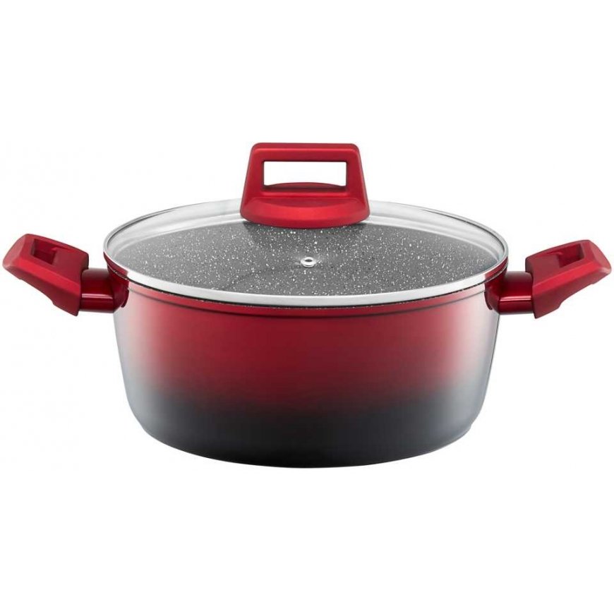 Aluminum pot with lid Ombre Red 28 cm 6.7 l AMBITION