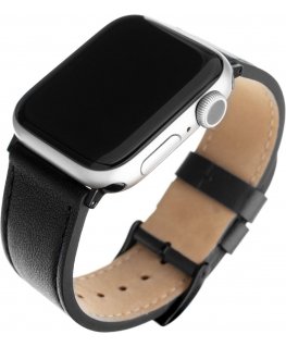 Fixed smartwatch leather strap, Apple Watch 42 / 44 / 45 / 49 mm, black