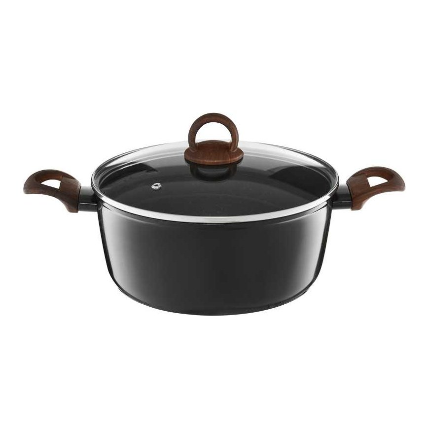 Pot with coating Qualum Basic Stone Edition Darkwood 24 cm AMBITION