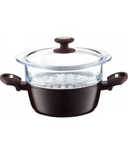 Poodas do gotowania na parze 24 cm Master Stone with lid i 1 kłosem AMBITION