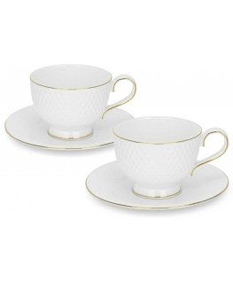 Fissman Cup set NOEMI 200 ml x 2 pcs. with plates (New bone china)