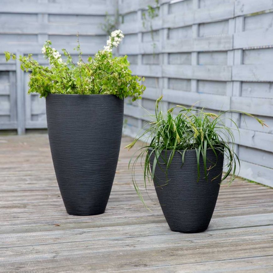 Round garden pot 28 x 43 cm anthracite PATIO