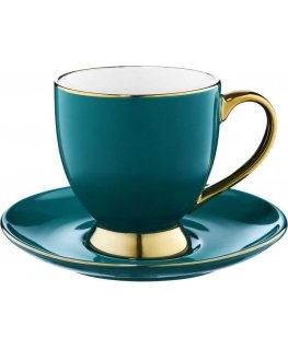 Filiżanka ze spodkiem Royal 220 ml turquoise-golden AMBITION