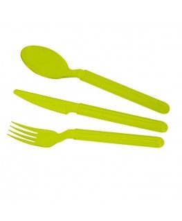Cutlery set (fork, knife, spoon) Trippy green