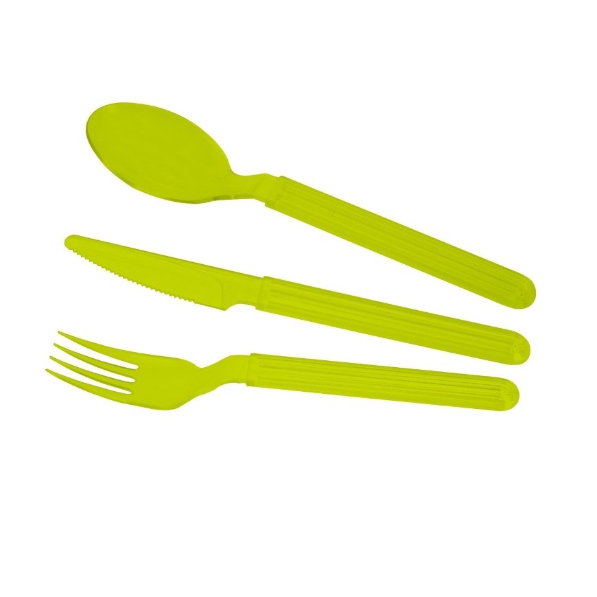 Cutlery set (fork, knife, spoon) Trippy green
