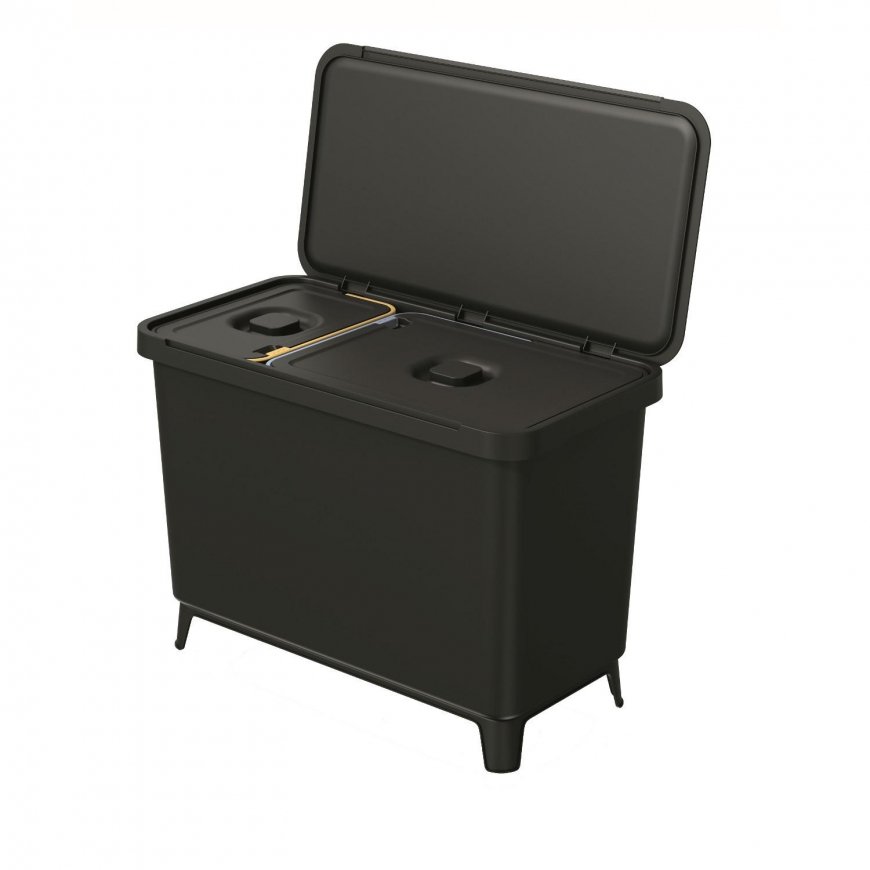 Prosperplast Dustbin 2-komorowy Systema black KEDEN – 3