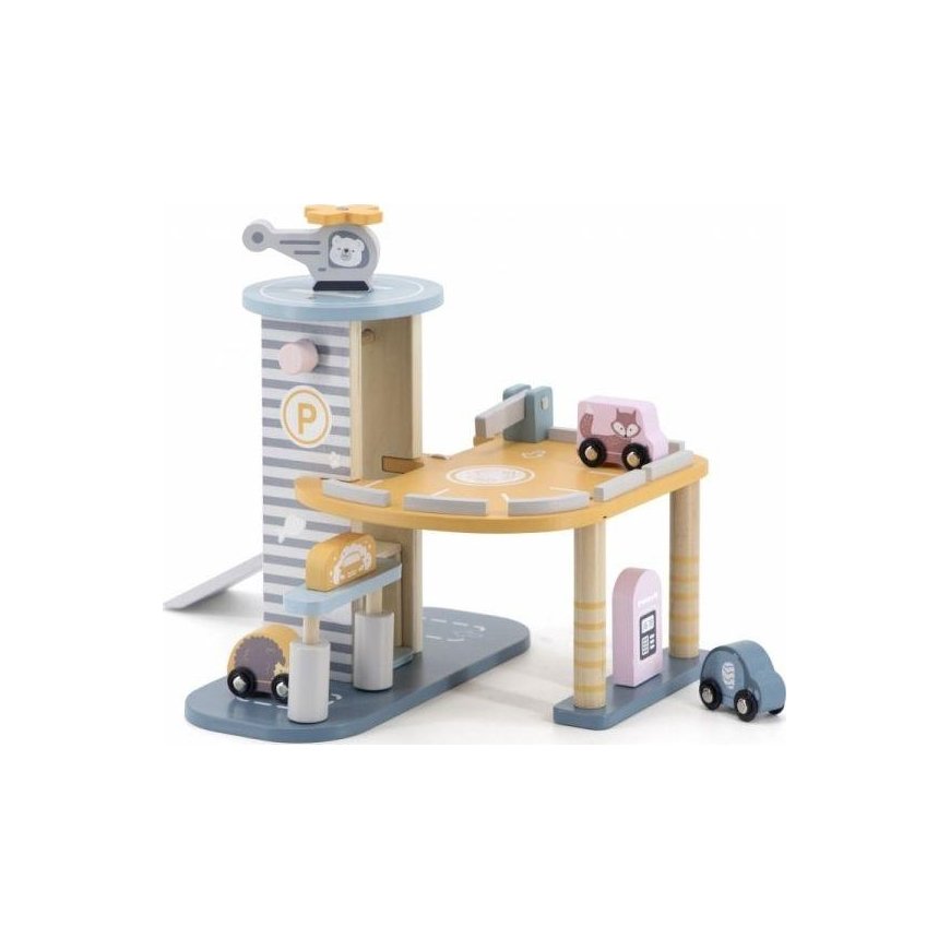 VIGA Wooden garage with helicopter and